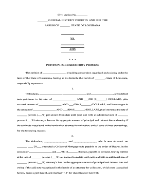 Louisiana Executory Process  Form