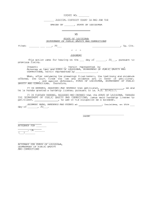 La Hardship License  Form