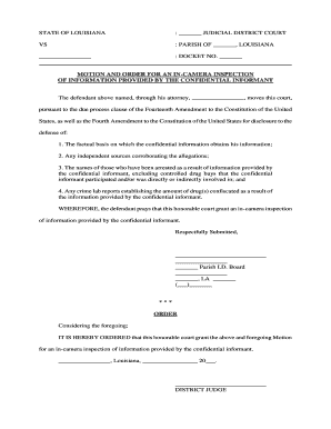 Motion in Camera Inspection  Form