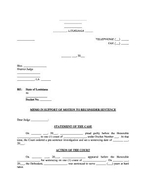 Louisiana Memorandum in Support of Motion to Reconsider Sentence  Form