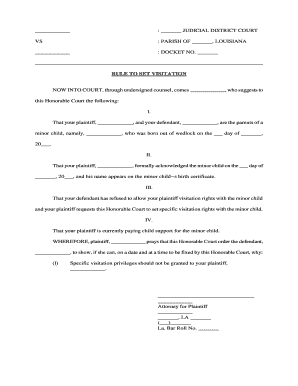 Louisiana Visitation  Form