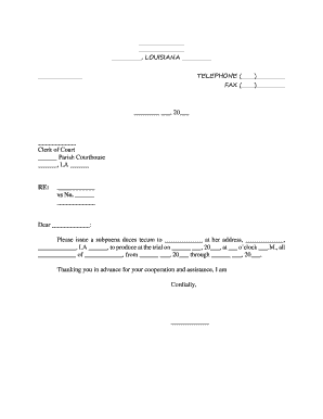 Subpoena Duces Tecum  Form