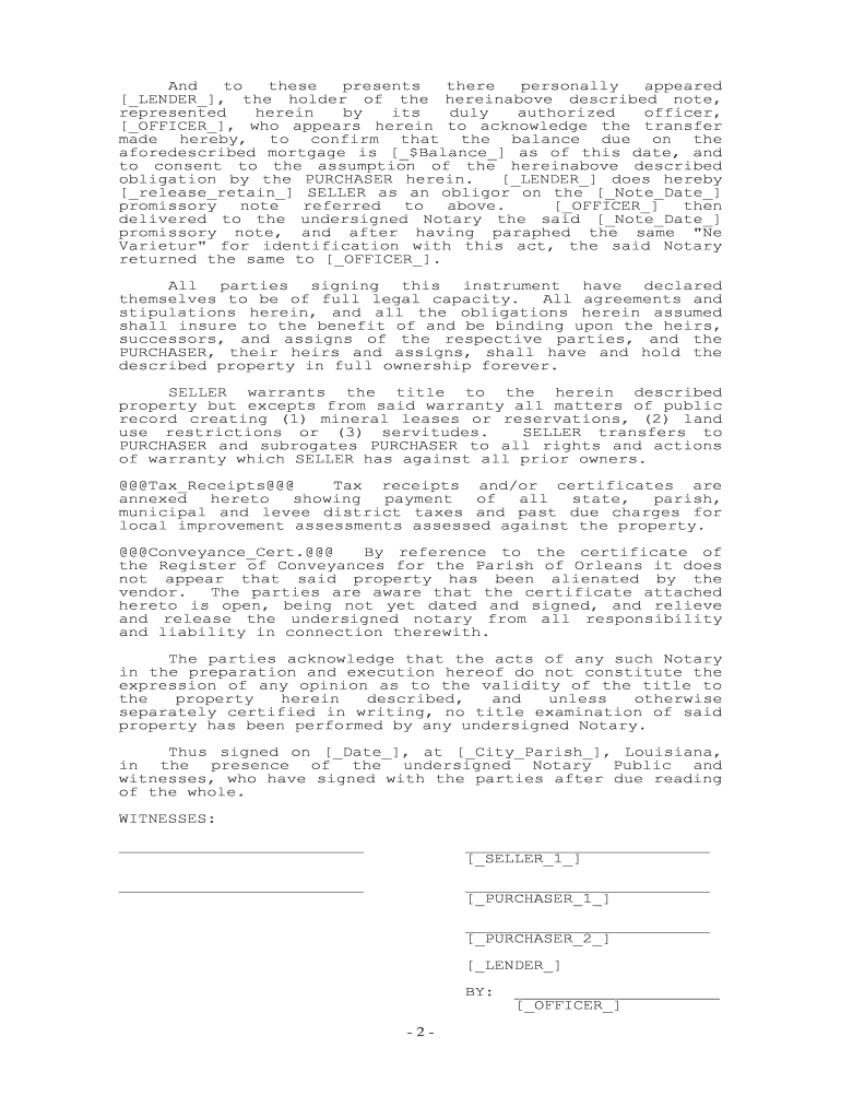 Affidavit of Mortgage Declaration Ascension Parish  Form