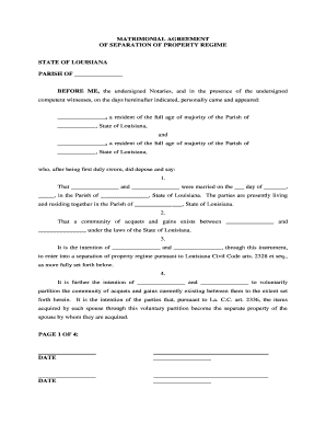 Louisiana Separation Property  Form