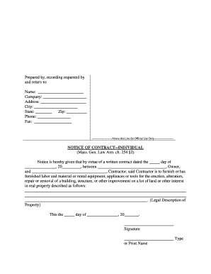 Massachusetts Notice  Form