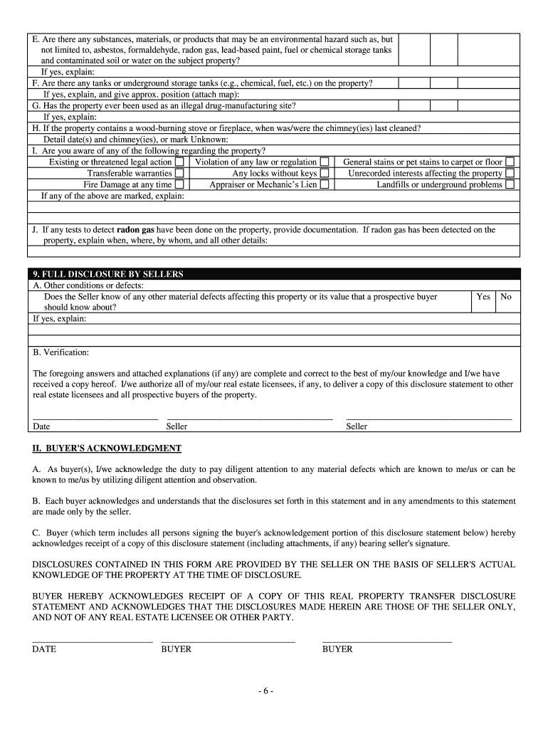 RCW 64 06 015 Unimproved Residential Real PropertySeller's Duty  Form