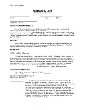 Massachusetts Note  Form