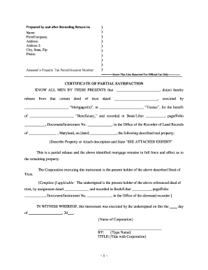 Partial Release Property  Form