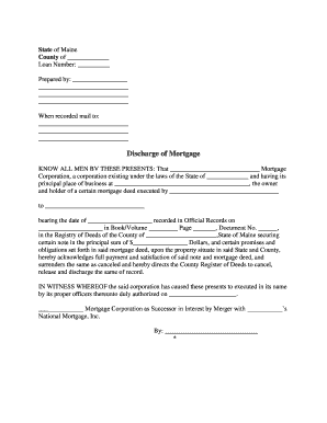 Maine Discharge of Mortgage 2  Form