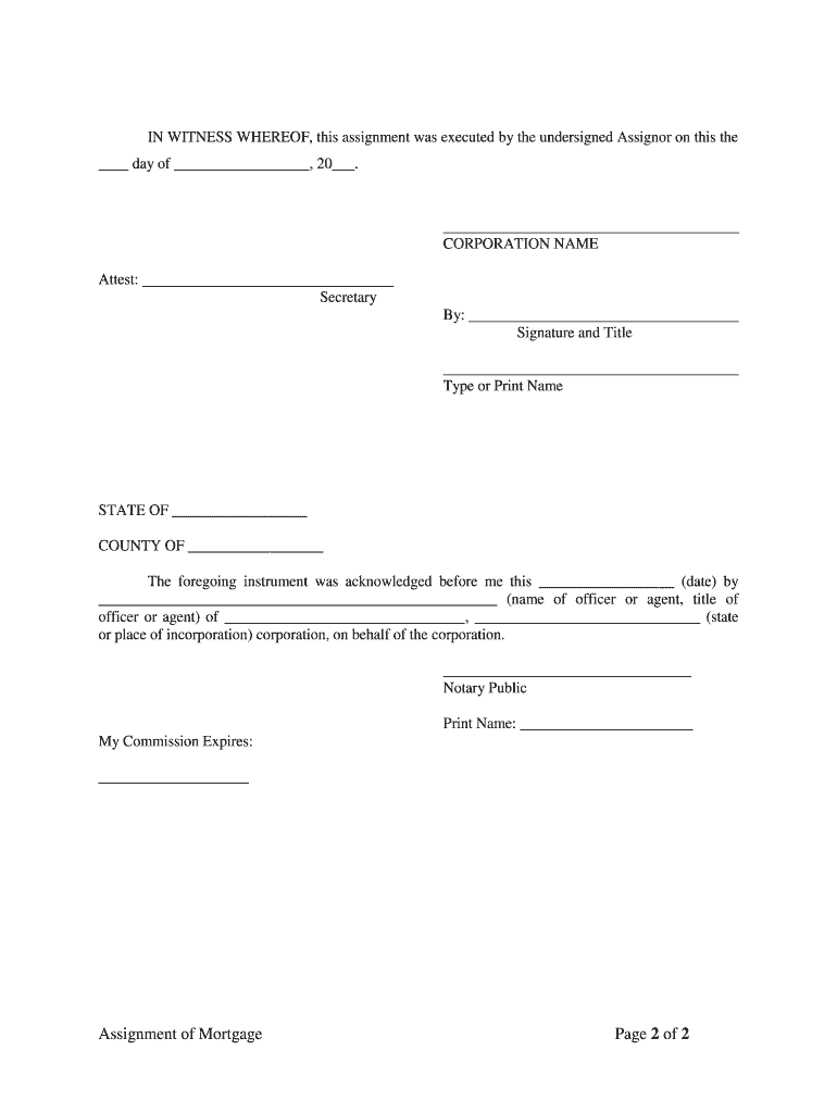 Maine Assignment of Mortgage by Corporate Mortgage Holder  Form