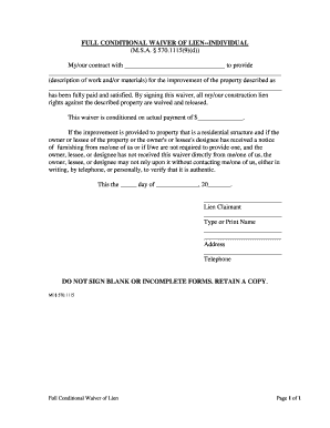 Full Conditional Waiver  Form