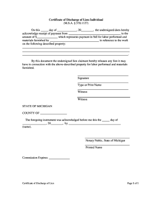 Michigan Lien  Form