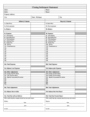 Closing Statement Form