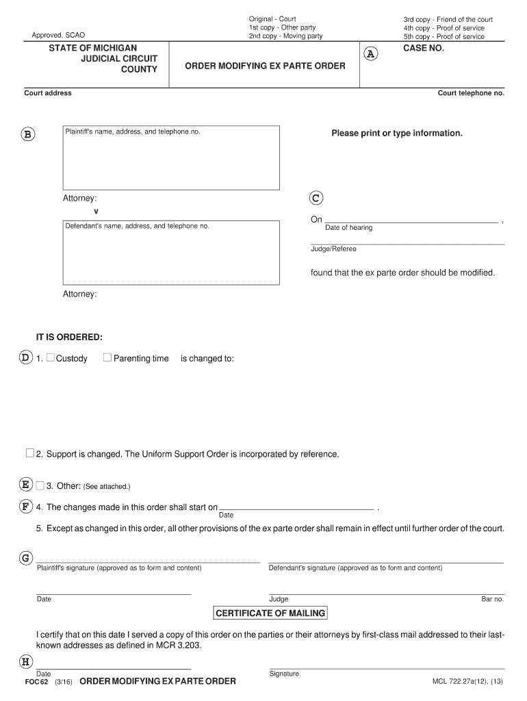 Instructions Regarding Objections to Ex Parte Orders 13th Circuit Court  Form