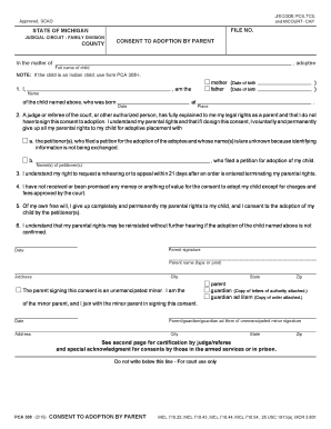 CONSENT to ADOPTION by PARENT  Form