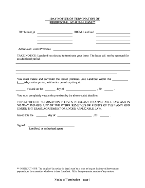 Terminate Tenancy  Form