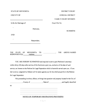 Minnesota Marriage Dissolution ProcessMinnesota  Form