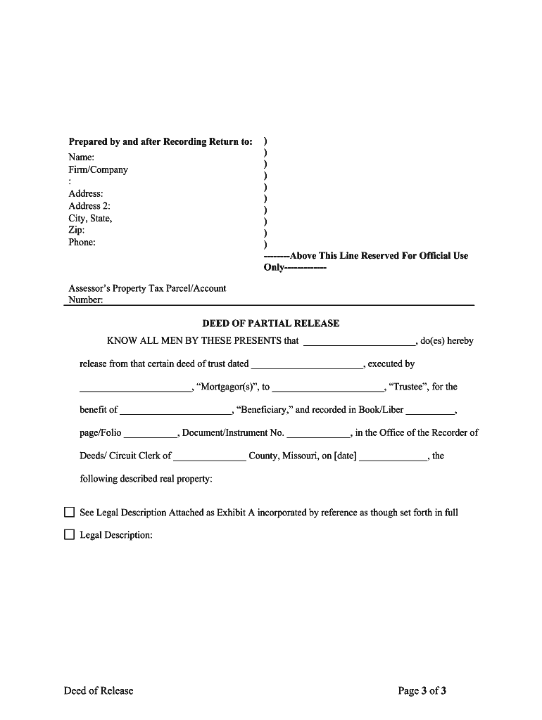 DEED of PARTIAL RELEASE  Form