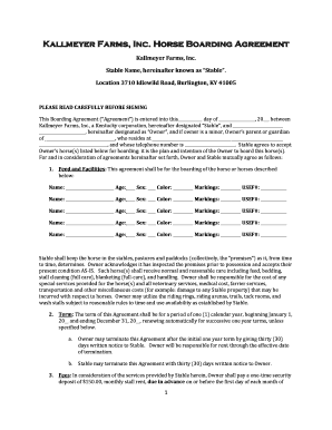 Horse Boarding Liability Release Form