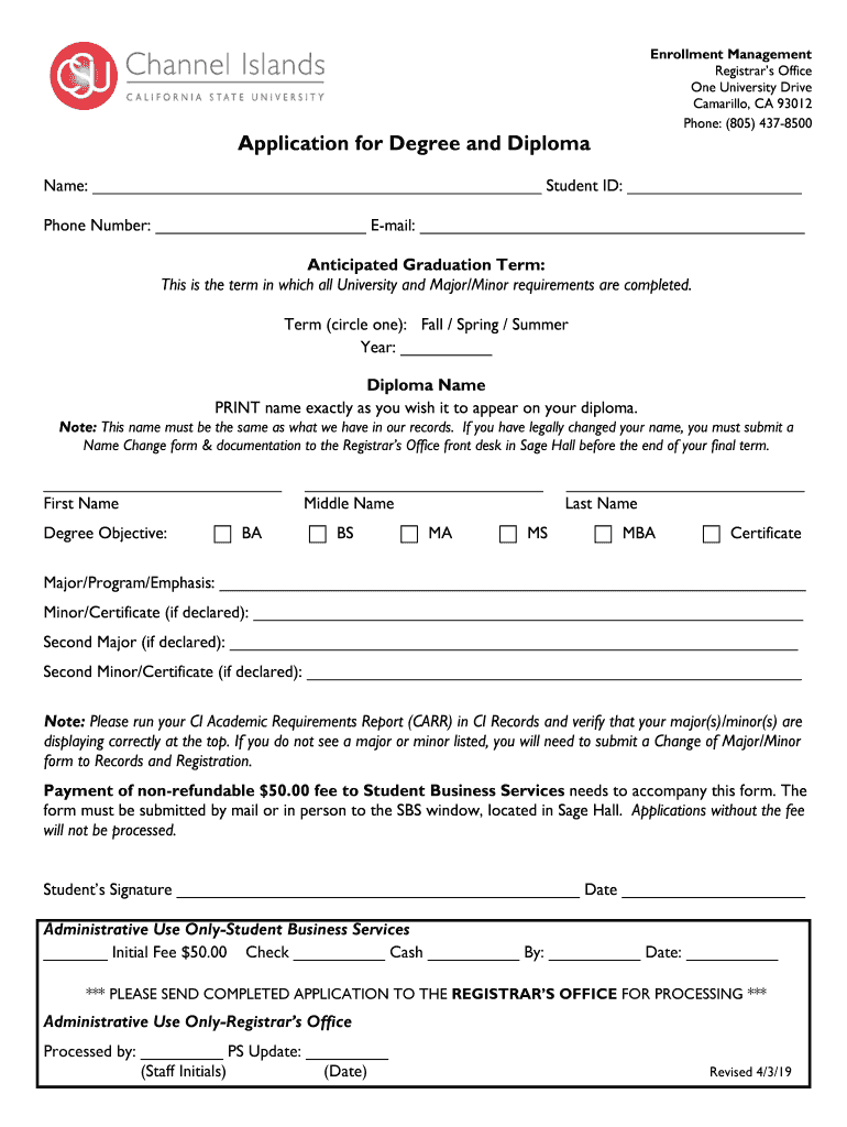 Application Diploma Form