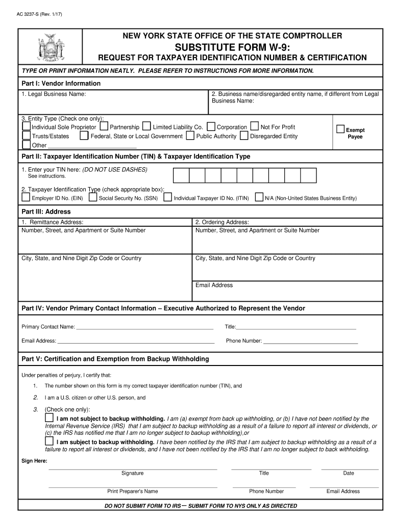  City of New York Substitute Form W9 2017-2024