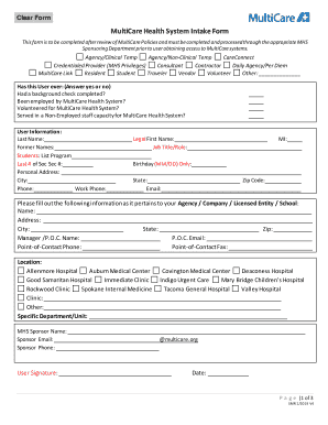  Multicare Health Form 2019-2024