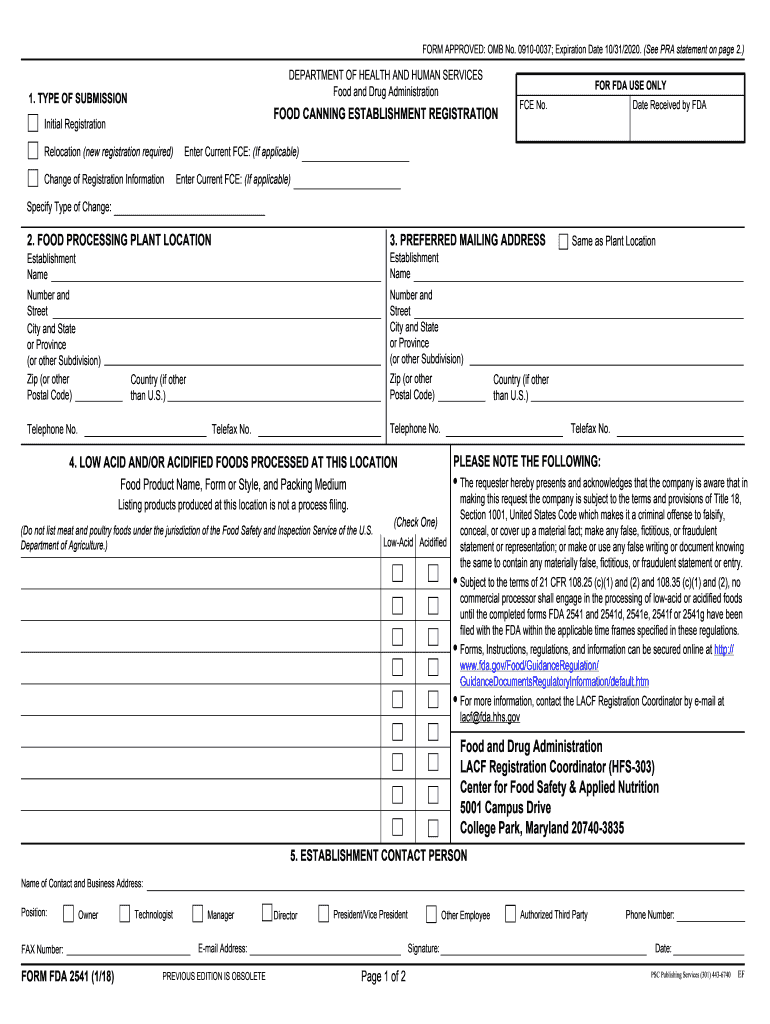  Form Food Form 2018-2024