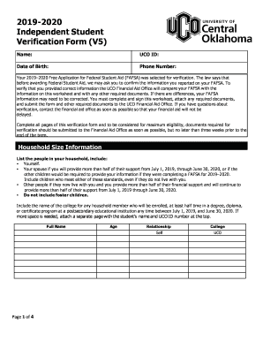  Verify that You Provided Correct Information the UCO Financial Aid Office Will Compare Your FAFSA with the 2019