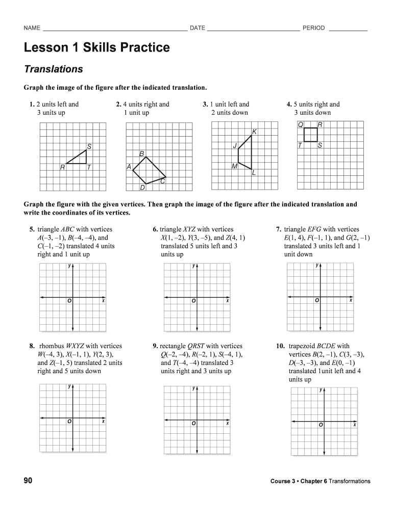 Lesson 1 Skills Practice Translations  Form