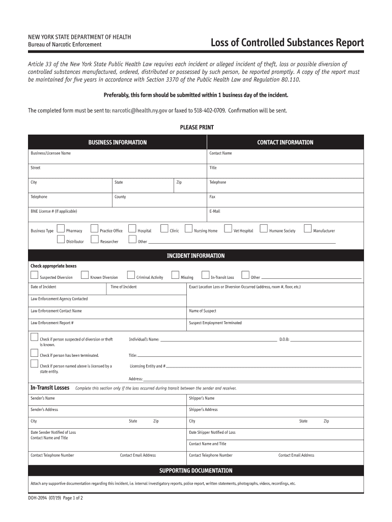  Doh Form 2094 2019-2024