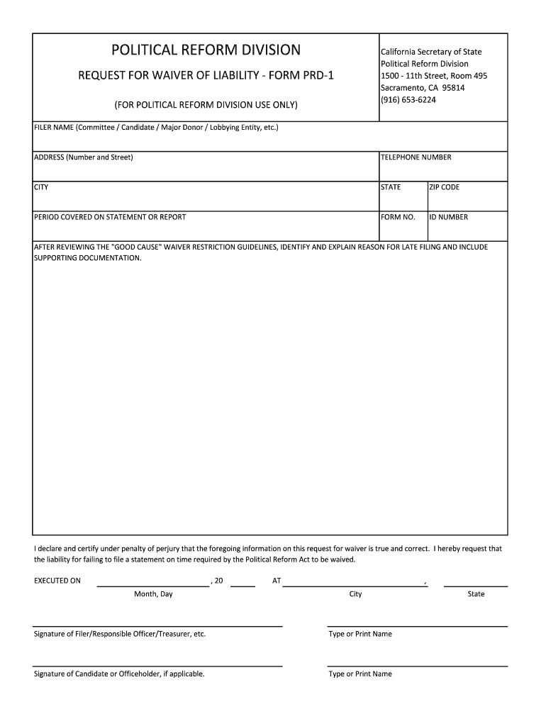  Fillable Online Form PRD 1 California Fax Email Print pdfFiller 2019-2023