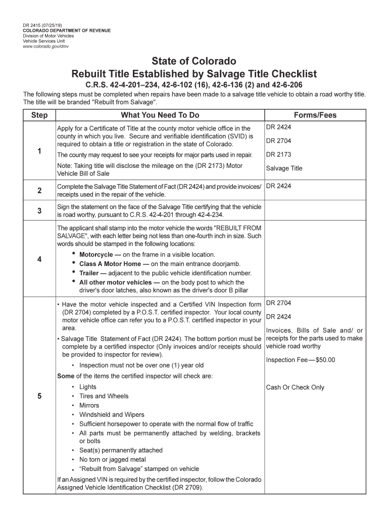  Salvage VehiclesDepartment of Revenue Motor Colorado Gov 2019-2024