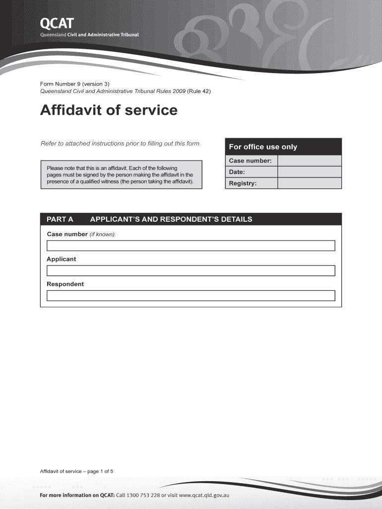 Form 9 Affidavit of Service QCAT