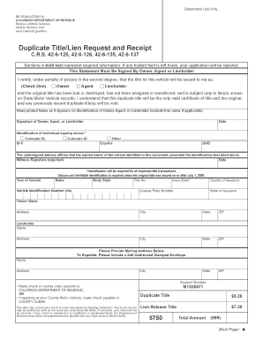 Colorado Duplicate Title - Fill Out and Sign Printable PDF Template |  signNow