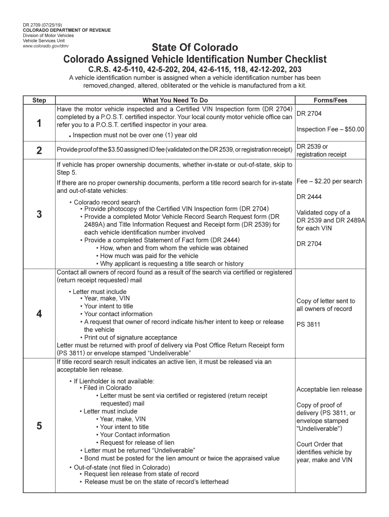  State of Colorado Rebuilt Title Established by Salvage Colorado Gov 2019-2024