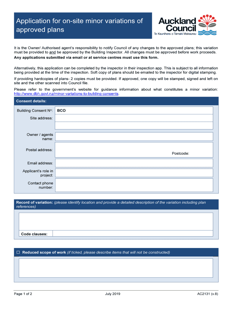  AC2131 on Site Application for Minor Variation to Approved Plans 2019-2024