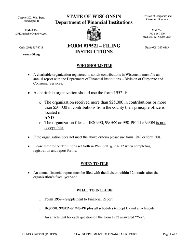  Wisconsin Form 1952 2019