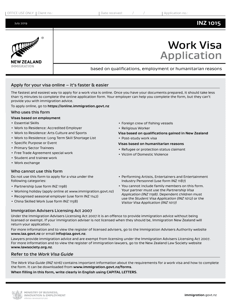  Form NZ INZ 1146 Fill Online, Printable, Fillable, Blank 2019