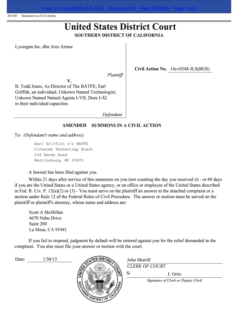  Attorneys Forms Southern District of California 2015