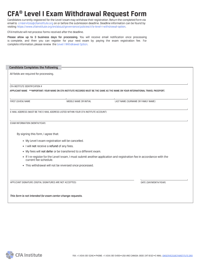 Cfa Withdrawal Request  Form