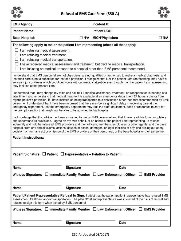 Ems Refusal Form