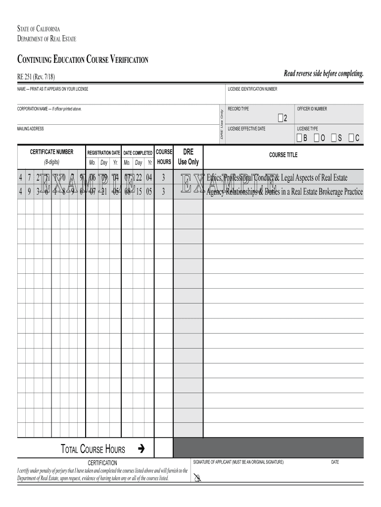  Re 251 Continuing Education 2018-2024