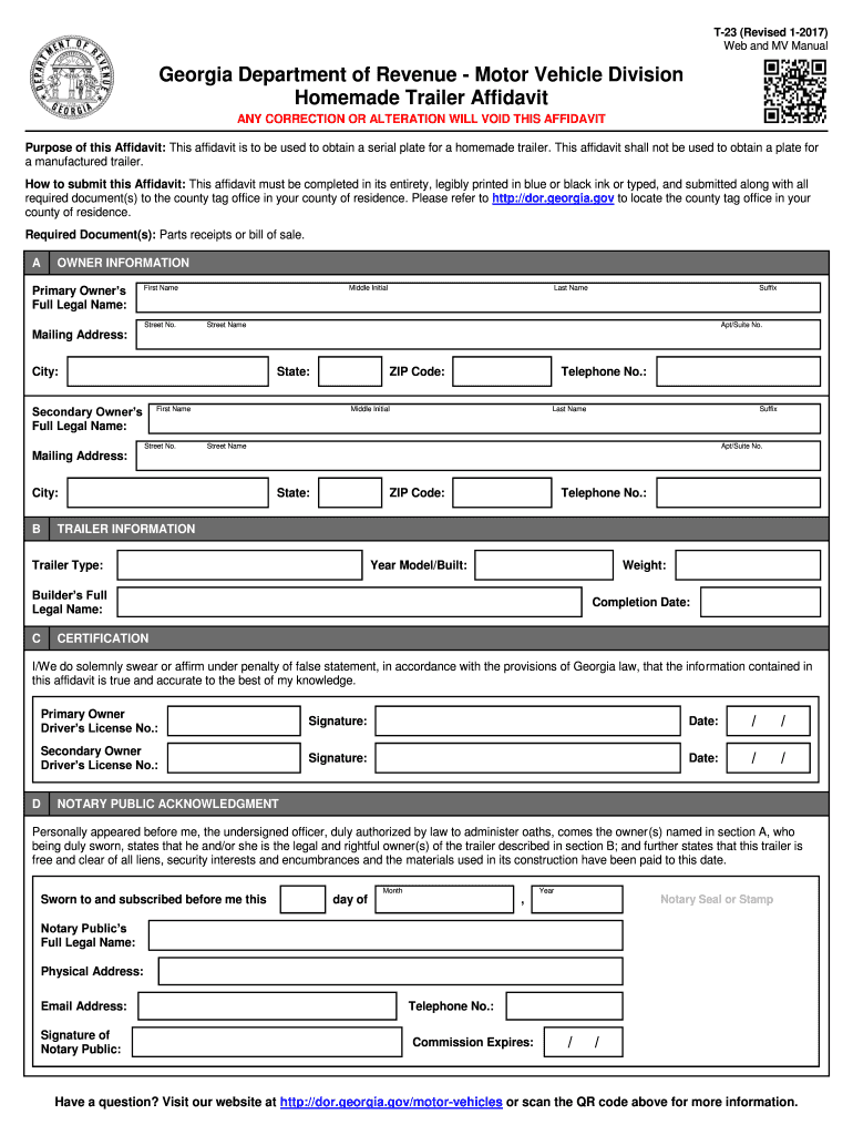  Whoan Fill Out T23 Form in Georgia 2017-2024