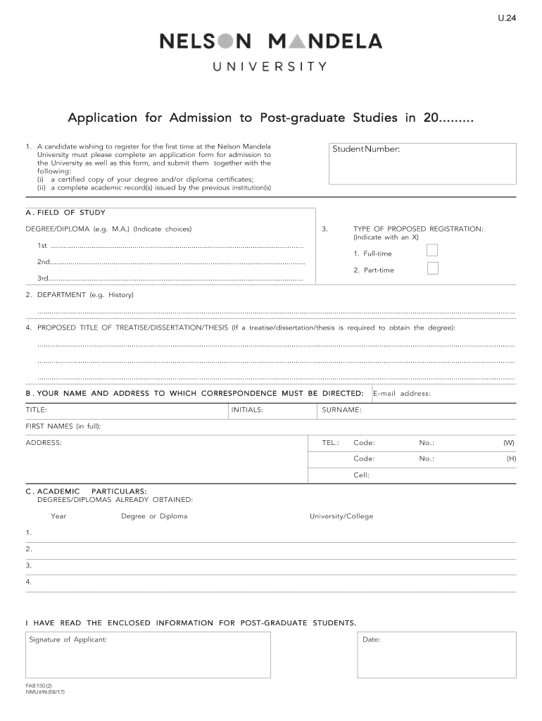  Nmu U24 Form 2017-2024