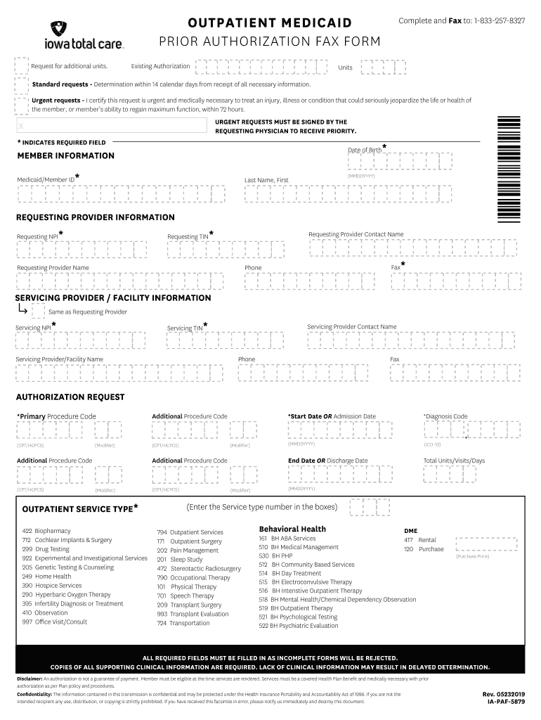 ITC Outpatient Medicaid Prior Authorization Fax Form Outpatient Medicaid Prior Authorization Fax Form