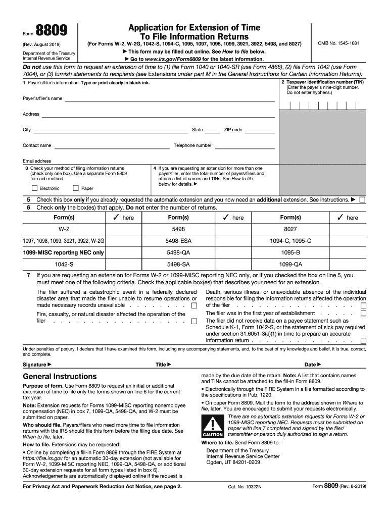 Get and Sign Form 8809