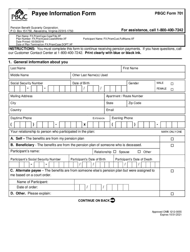  Pbgc Pension Form 2016