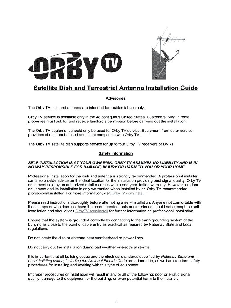 Orby Tv Satellite Dish Setup  Form