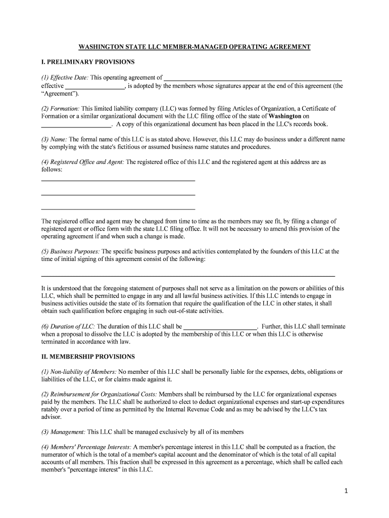 State Llc Operating Agreement  Form