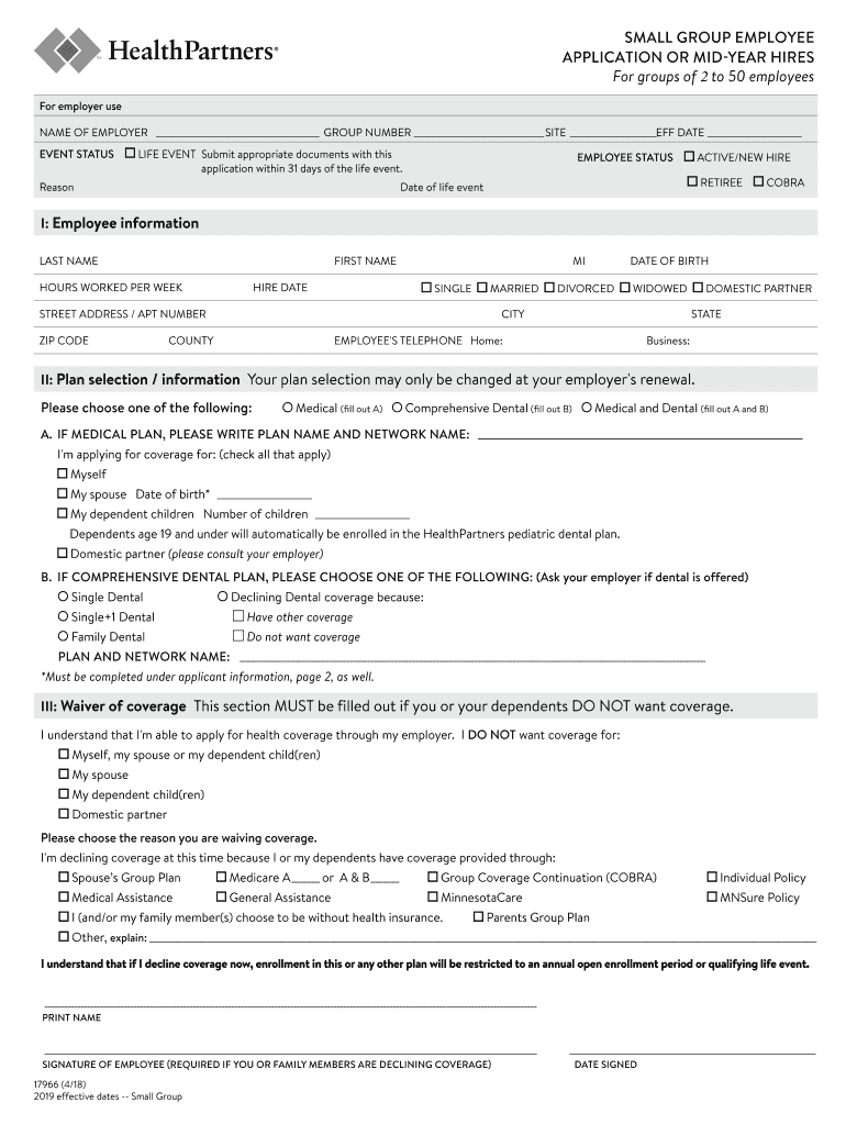  MNWI Employee Application or Mid Year HiresHealthPartners 2019-2024